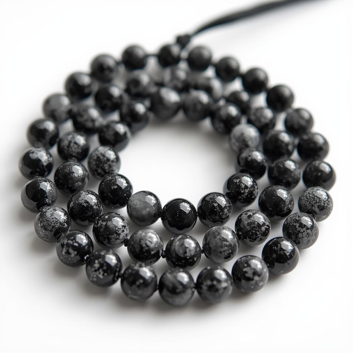Snowflake Obsidian Mala